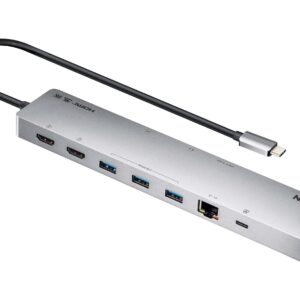 ATEN Докинг 11-in-1 USB-C Multiport Dock + Power Pass-Through, 2 x HDMI, LAN,3.5mm, USB-C, SD Card , microSD, 3 x USB 3.2 1