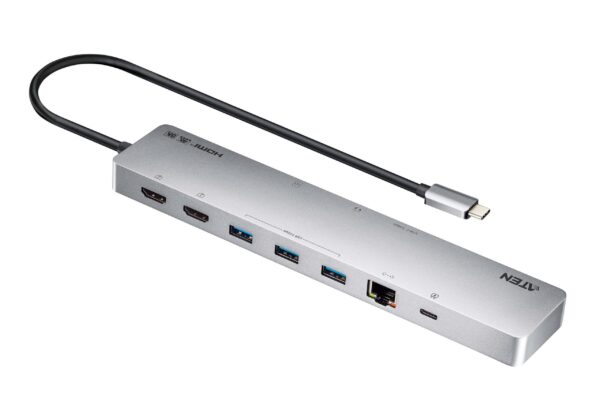 ATEN Докинг 11-in-1 USB-C Multiport Dock + Power Pass-Through, 2 x HDMI, LAN,3.5mm, USB-C, SD Card , microSD, 3 x USB 3.2 1