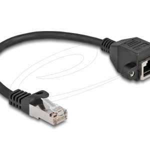 Delock Мрежов кабел удължителен S/FTP RJ45 мъжко към RJ45 женско, Cat. 6A, 25 cm, черен 1