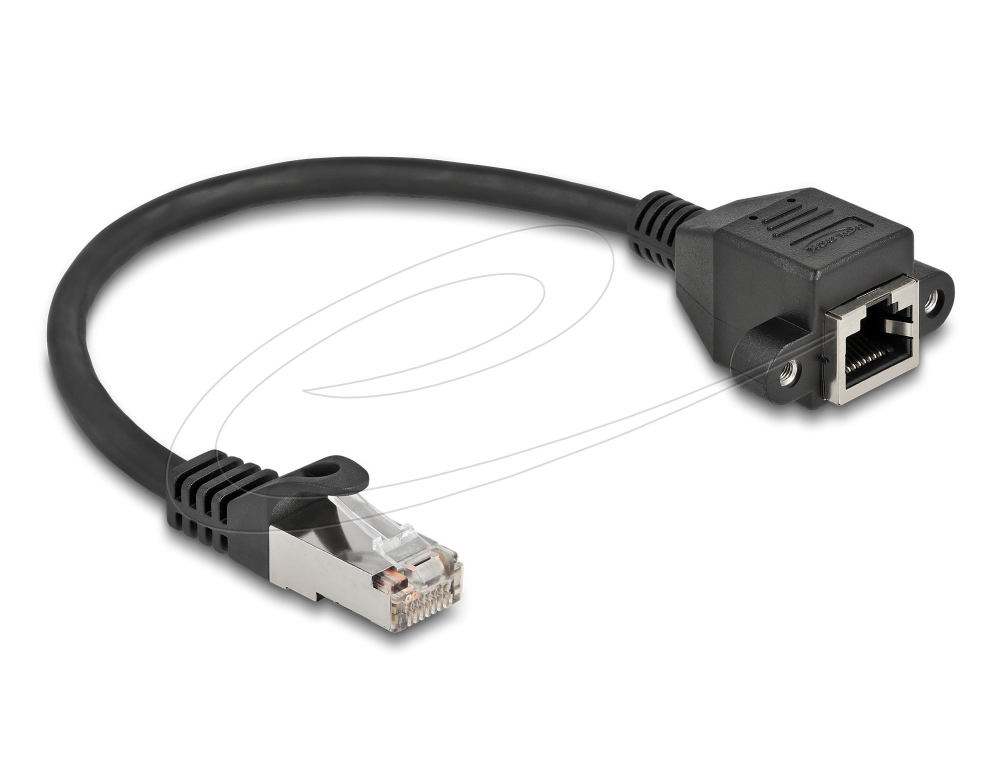 Delock Мрежов кабел удължителен S/FTP RJ45 мъжко към RJ45 женско, Cat. 6A, 25 cm, черен 1