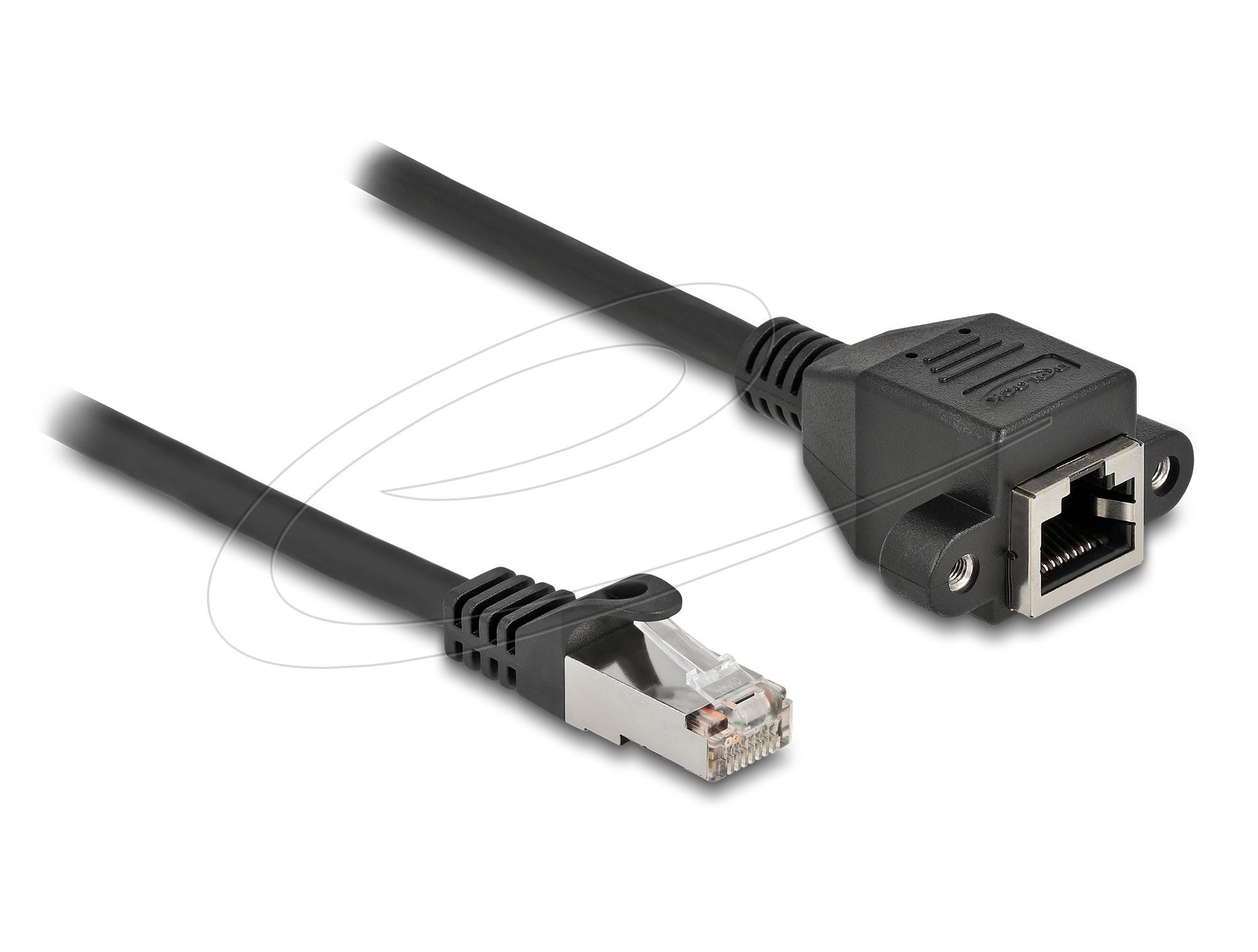 Delock Мрежов кабел удължителен S/FTP RJ45 мъжко към RJ45 женско, Cat. 6A, 25 cm, черен 2
