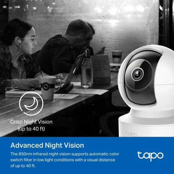 Домашна охранителна WiFi камера TP-Link Tapo C232, 3K 5Mp  с AI, Pan/Tilt, LAN, WiFi,SDmicro, нощно виждане 7