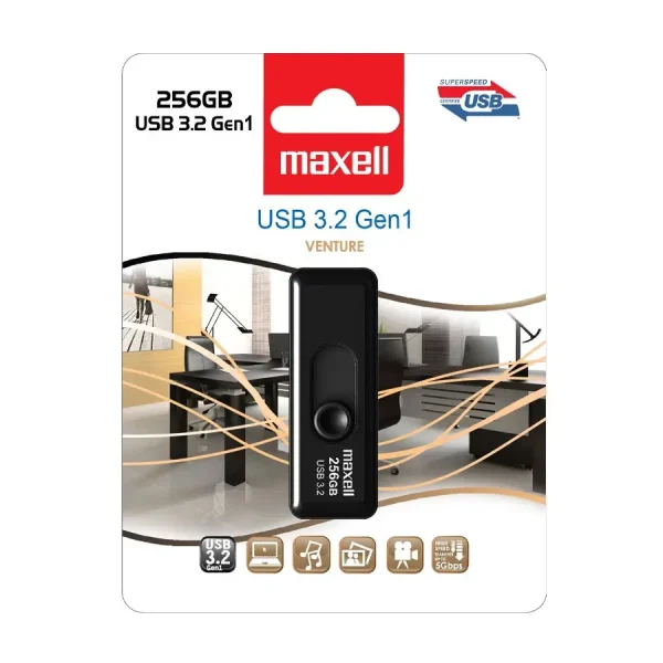 Флаш памет MAXELL VENTURE, 256GB USB 3.2 black 1