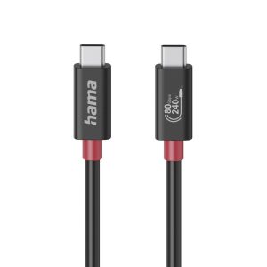 HAMA Кабел USB-C еMarker, USB 4 Gen 4, 80 Gbit/s, 1 м, 5 A, 240 W ,черен 1