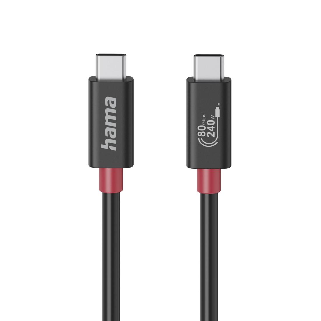 HAMA Кабел USB-C еMarker, USB 4 Gen 4, 80 Gbit/s, 1 м, 5 A, 240 W ,черен 1