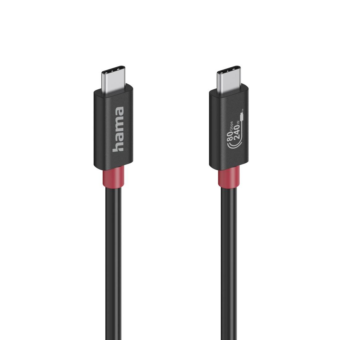 HAMA Кабел USB-C еMarker, USB 4 Gen 4, 80 Gbit/s, 1 м, 5 A, 240 W ,черен 2