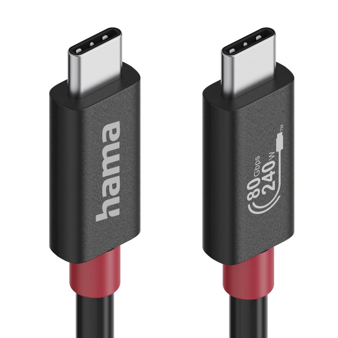 HAMA Кабел USB-C еMarker, USB 4 Gen 4, 80 Gbit/s, 1 м, 5 A, 240 W ,черен 3