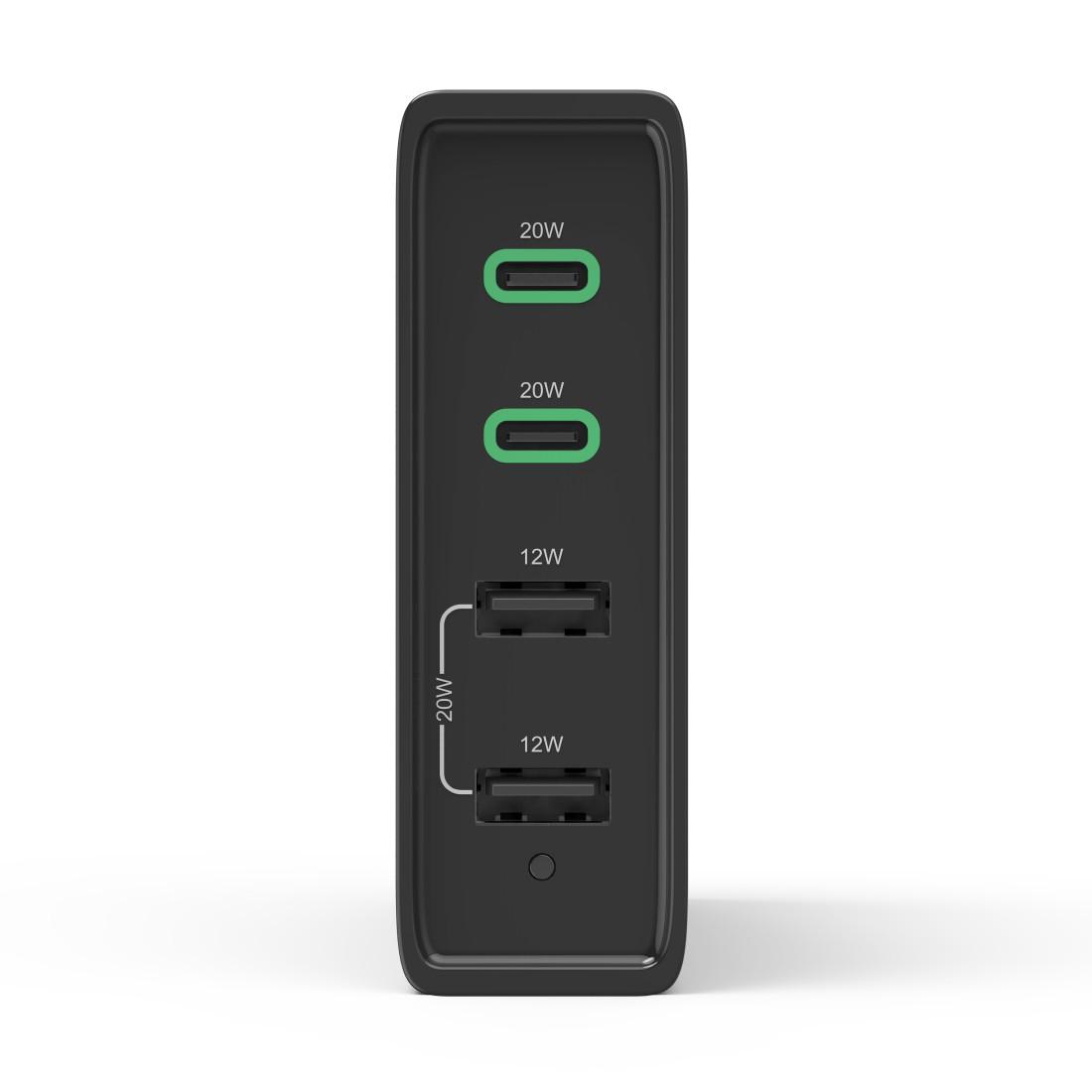 HAMA Зарядна станция 4 порта, 60W, 2 x USB-C, 2 x USB-A, PD, Fast Charge 12