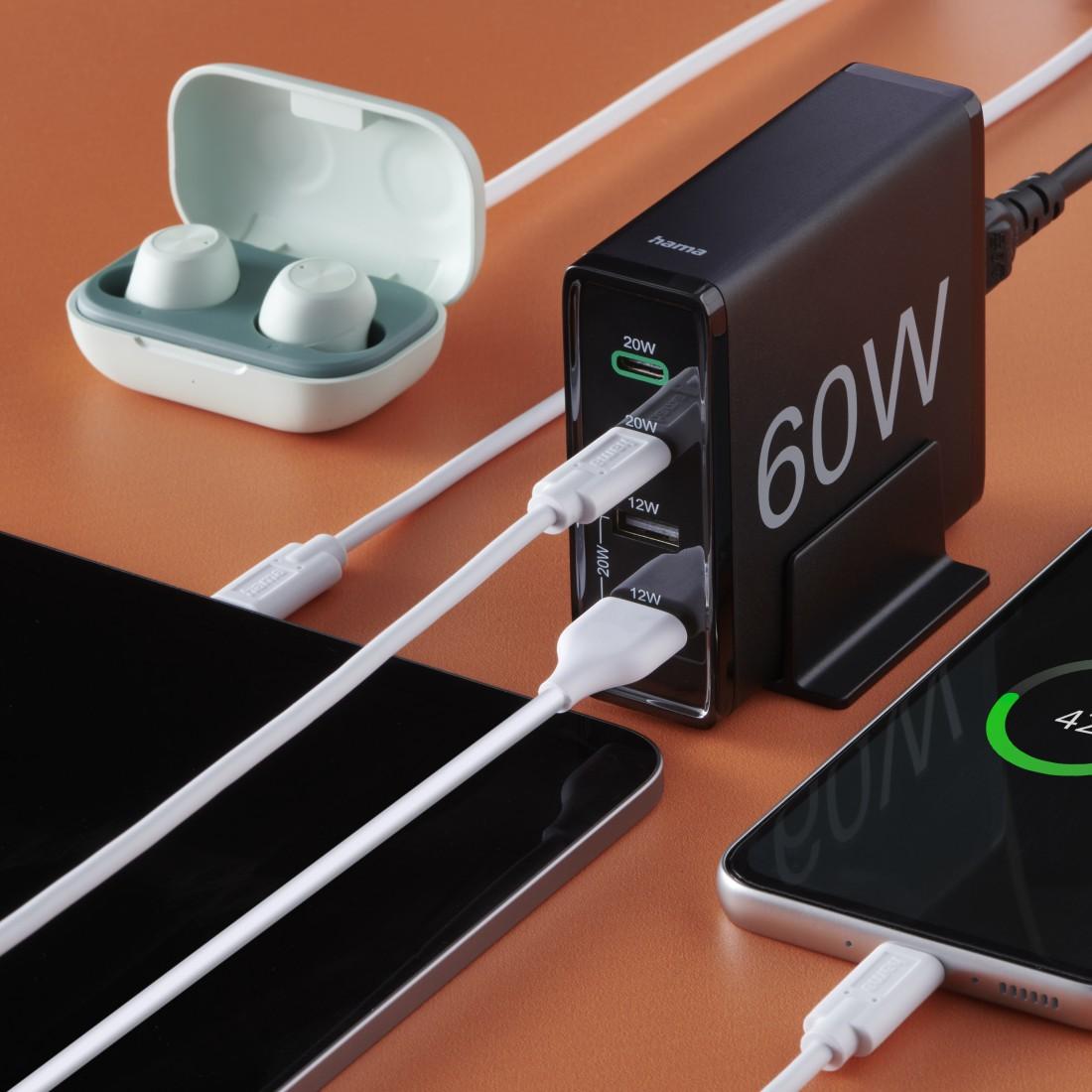 HAMA Зарядна станция 4 порта, 60W, 2 x USB-C, 2 x USB-A, PD, Fast Charge 17