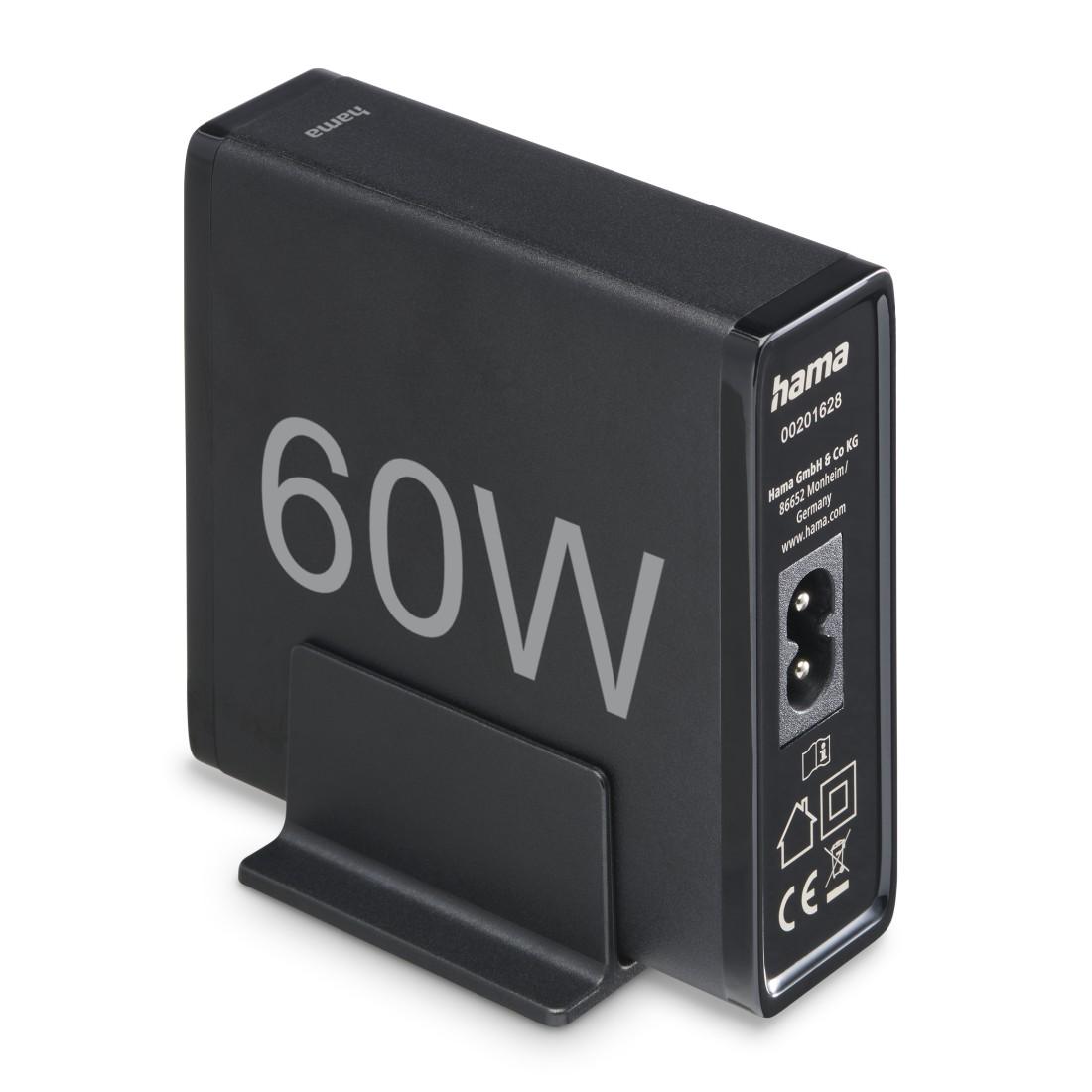 HAMA Зарядна станция 4 порта, 60W, 2 x USB-C, 2 x USB-A, PD, Fast Charge 5