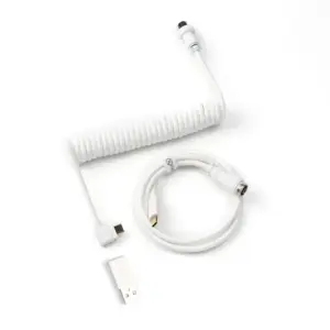 Кабел за клавиатура Keychron Coiled Aviator Cable Angled USB-C - White 1