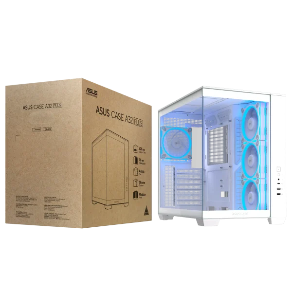 Кутия ASUS A32 PLUS Tempered Glass + 4 ARGB Вентилатора - White 16