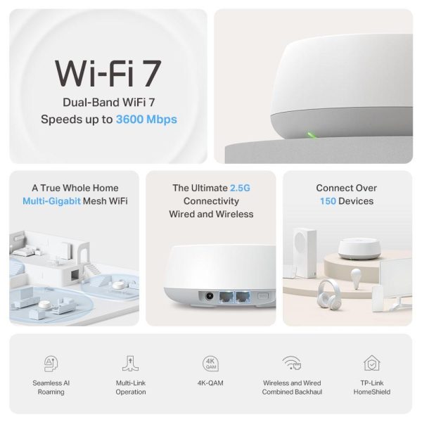 Меш система TP-LINK Deco BE25 (3-pack), BE3600, 2x 2.5GbE, Wi-Fi 7 5
