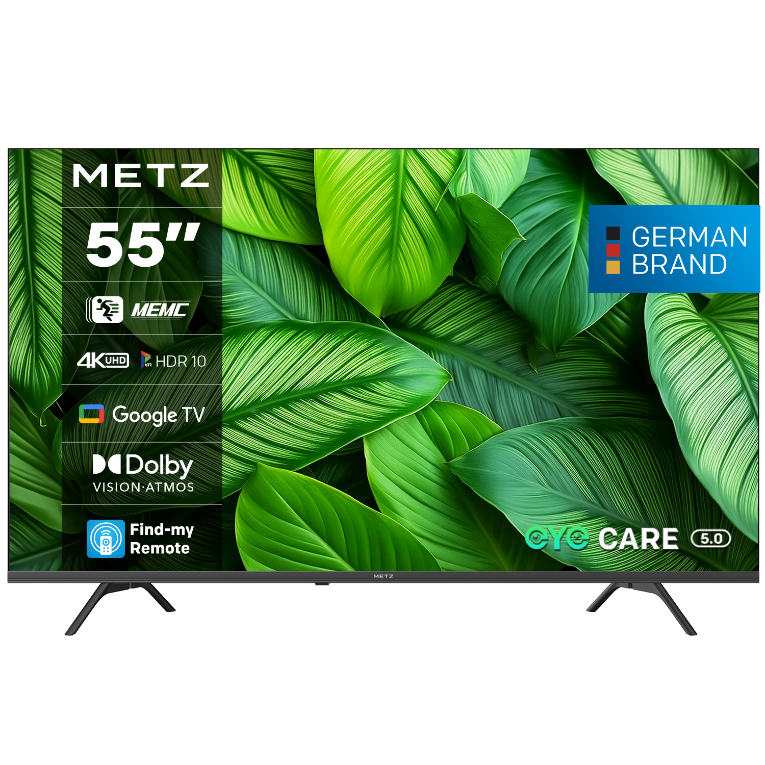 METZ Телевизор 55" UHD LED SMART TV,4K, Google TV, Frameless,2x10W 2
