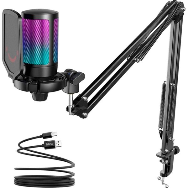 Микрофон със стойка FIFINE A6T RGB - Black 1