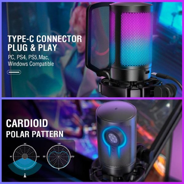 Микрофон със стойка FIFINE A6T RGB - Black 11