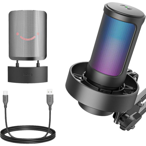 Микрофон със стойка FIFINE A8T RGB - Black 5