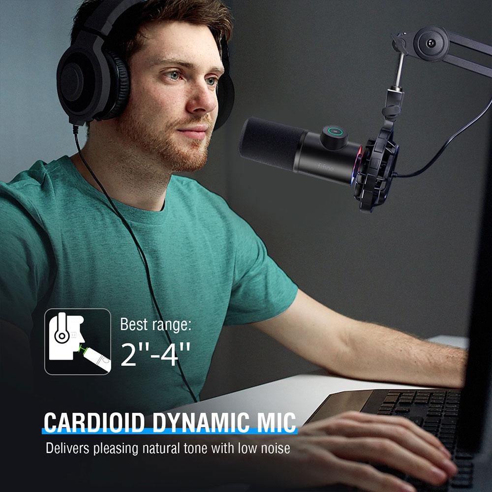 Микрофон със стойка FIFINE T658 Dynamic RGB - Black 5