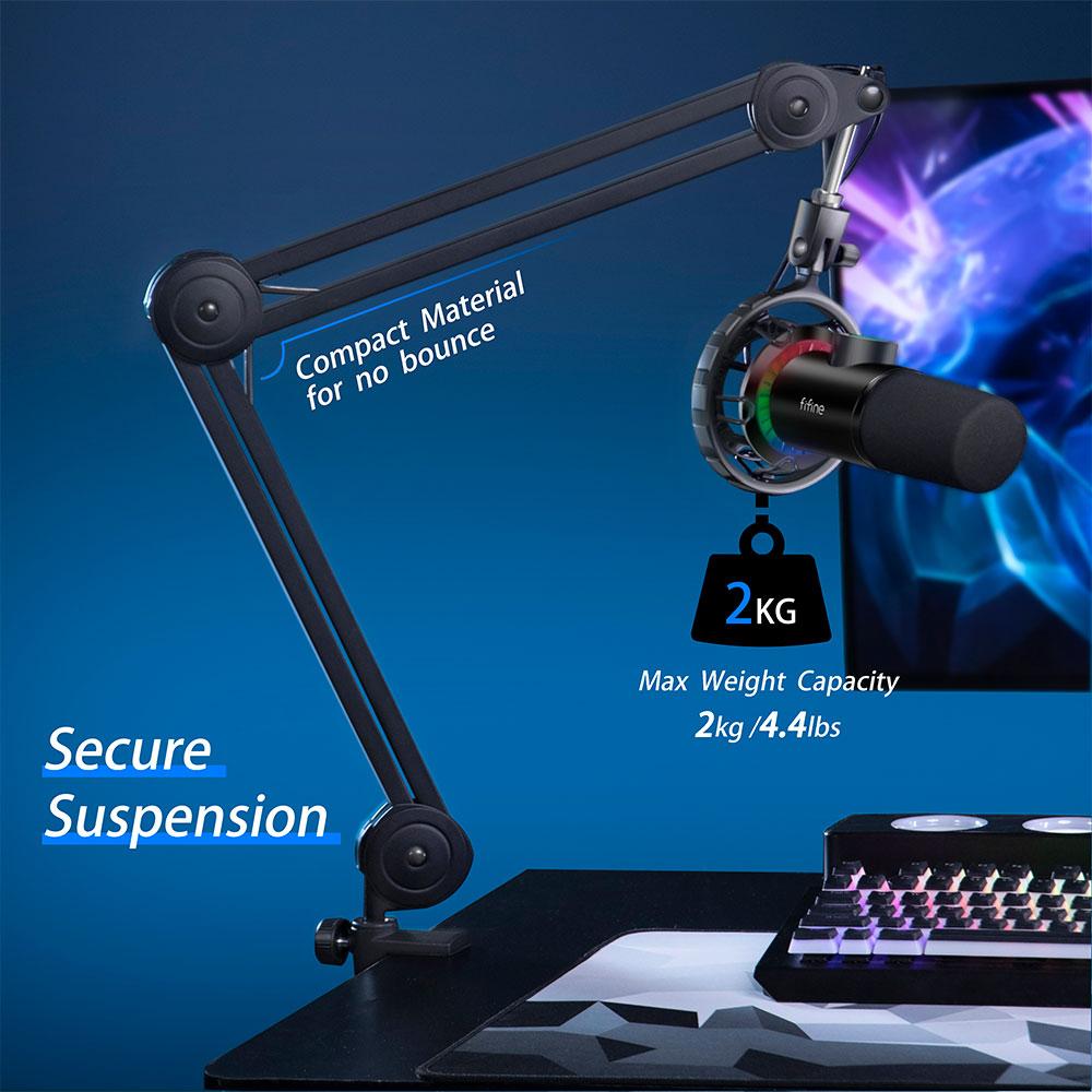 Микрофон със стойка FIFINE T658 Dynamic RGB - Black 6