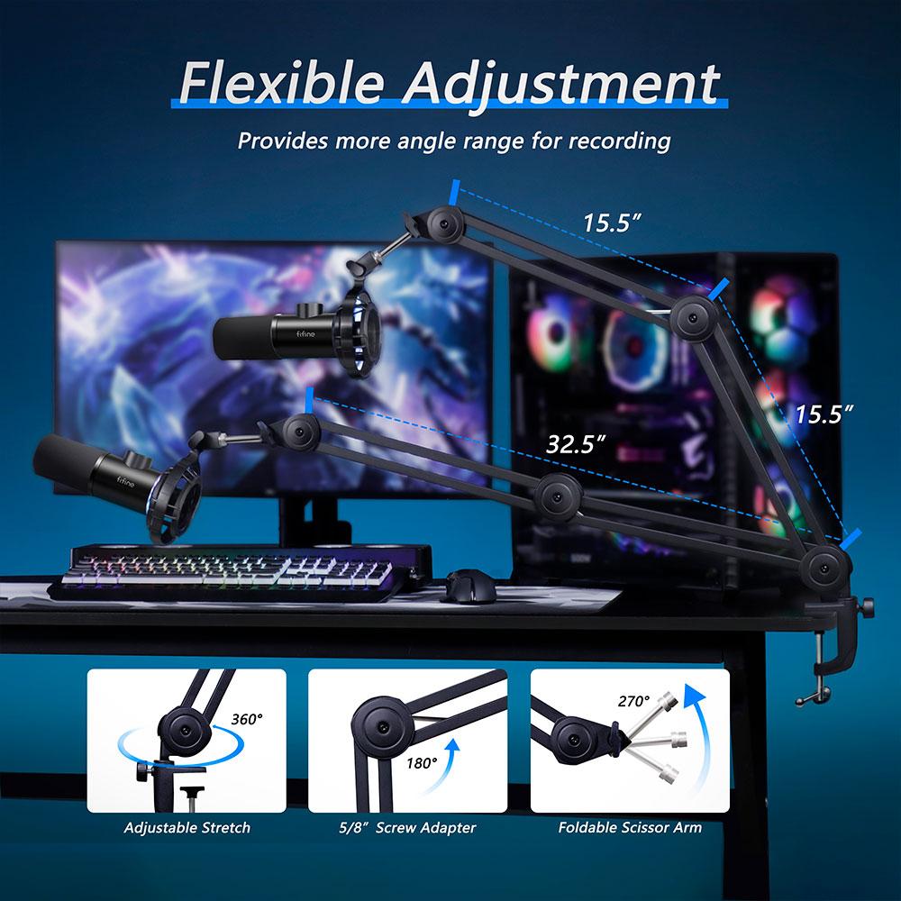 Микрофон със стойка FIFINE T658 Dynamic RGB - Black 7