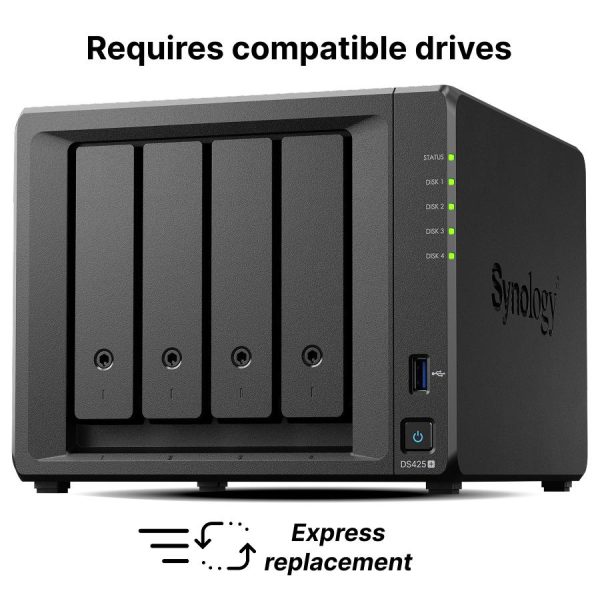 Мрежов сторидж NAS Synology DS425+,4-bay за  3.5" 2.5", 2 x M.2 NVMe 1