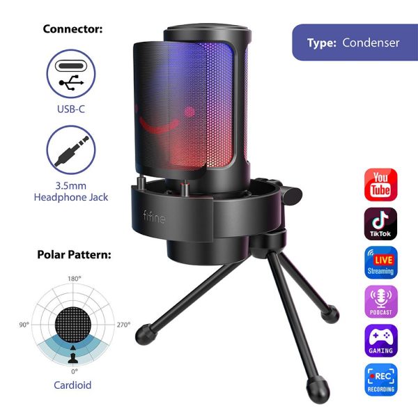 Настолен микрофон FIFINE A8V RGB - Black 2