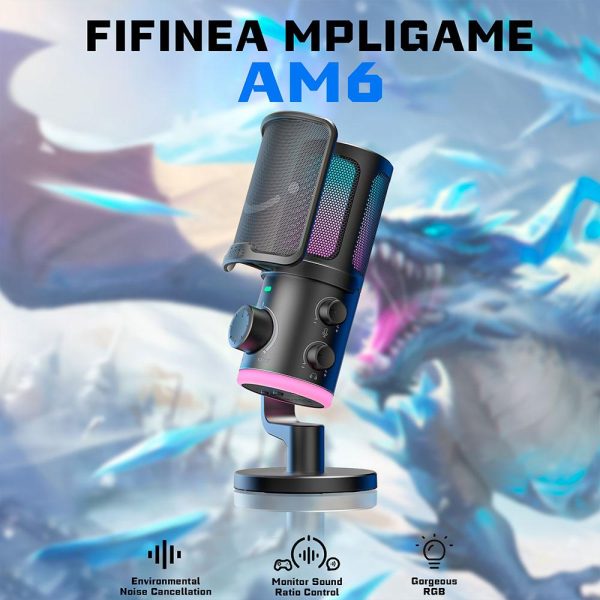 Настолен микрофон FIFINE AM6 RGB - Black 7