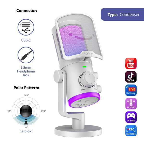 Настолен микрофон FIFINE AM6 RGB - White 10