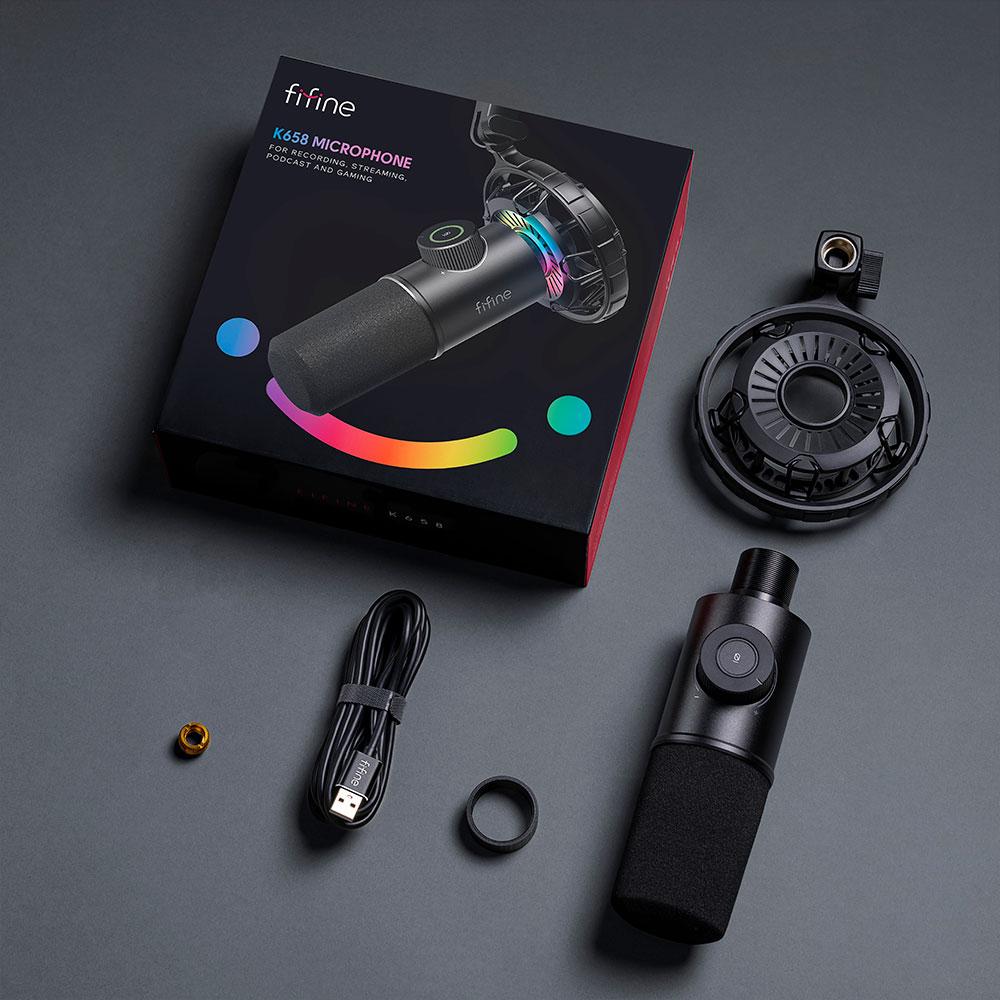 Настолен микрофон FIFINE K658 Dynamic RGB - Black 6