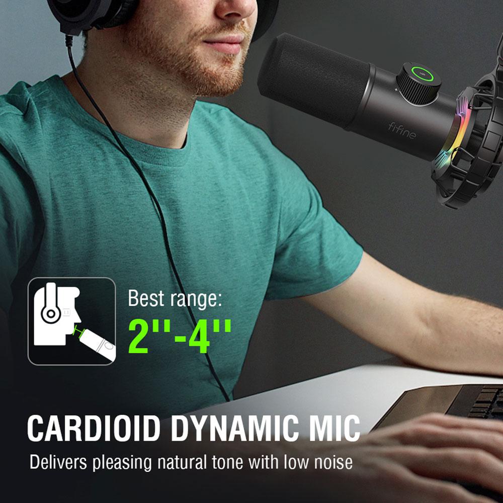 Настолен микрофон FIFINE K658 Dynamic RGB - Black 8