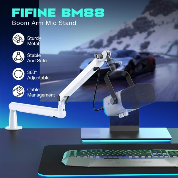 Стойка за микрофон FIFINE BM88 White High End Boom Arm Stand 7