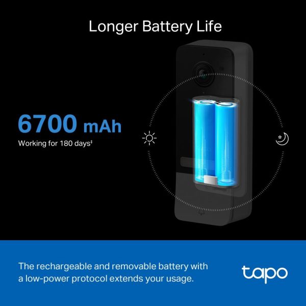 Видео звънец за врата Tapo D230S1, 2.4Ghz, 2K 5MP, Color Night Vision, акум.батерии, microSD 6
