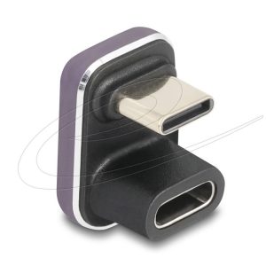 Delock Адаптер USB-C мъжко към женско USB-C, под 180° , 40 Gbps PD 3.1 240 W , U-образен 8K 60 Hz metal 1