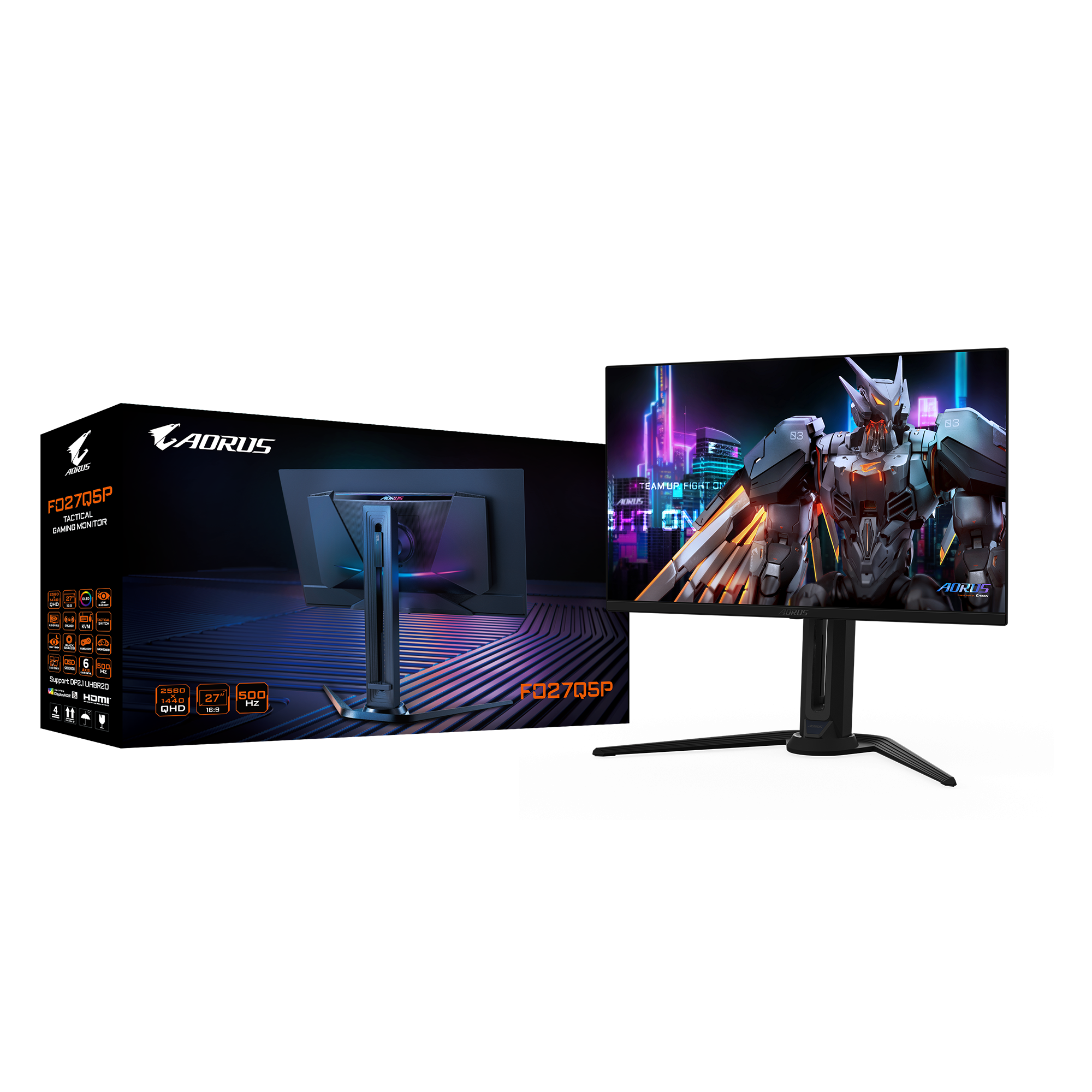 Геймърски монитор GIGABYTE AORUS FO27Q5P - 27" QD-OLED, QHD (2560 x 1440), 500Hz, 0.03ms 9