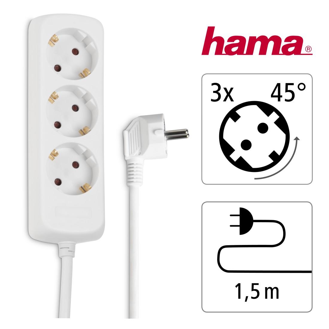 HAMA Разклонител 3 гнезда, 1.4м, бял 5