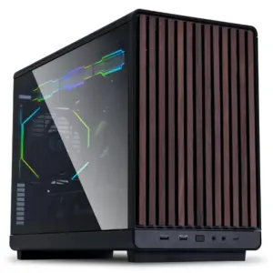 Кутия Lian Li DAN A3-mATX Wood Edition Black, Tempered Glass, Micro Tower 1