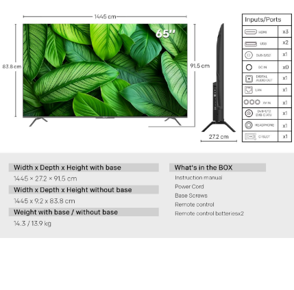 METZ Телевизор 65" UHD LED SMART TV, 4K, Google TV, Frameless 5