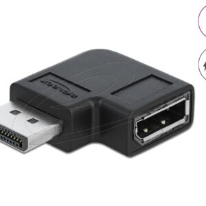 Адаптер Delock 90° DisplayPort 1.4 , 20 pin  мъжко (male) към  DisplayPort 1.4 20 pin женско (female), 8К 7680 x 4320 @ 60 Hz with DSC support 1