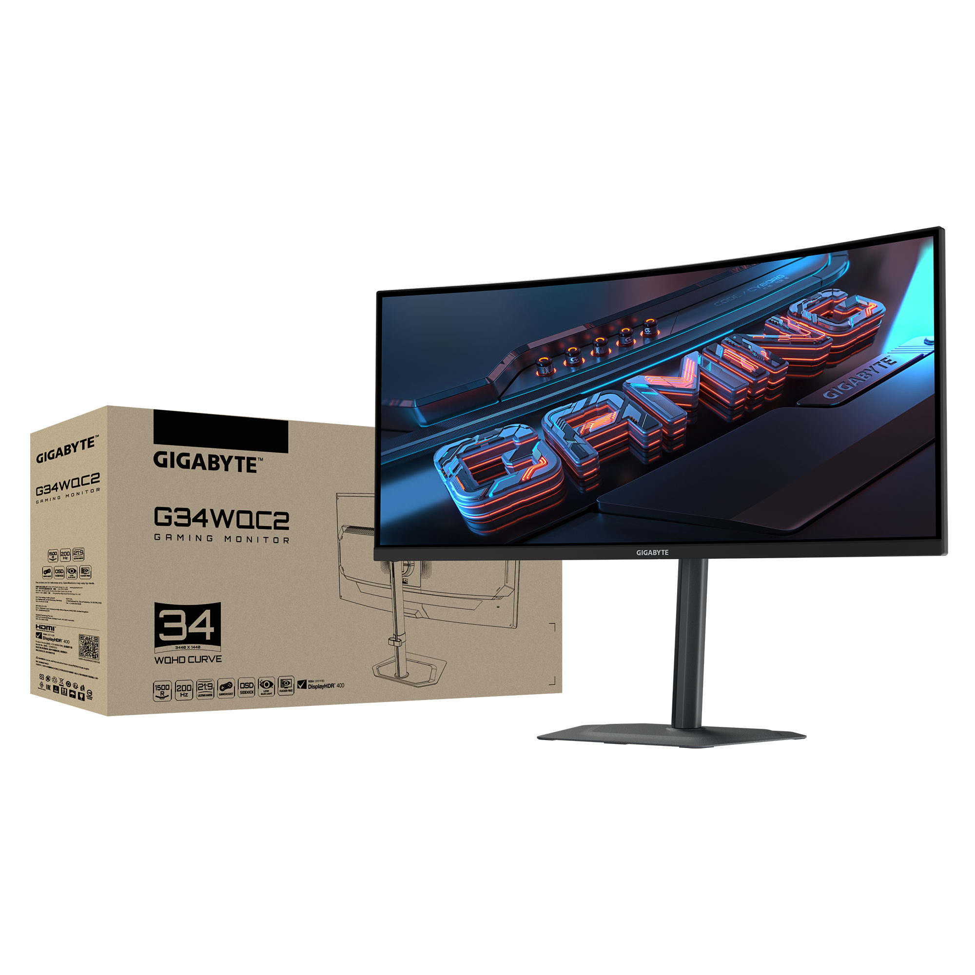 Геймърски Монитор Gigabyte G34WQC2 - 34" VA 1500R WQHD (3440x1440), 200Hz, 1ms, VESA Display HDR400 7