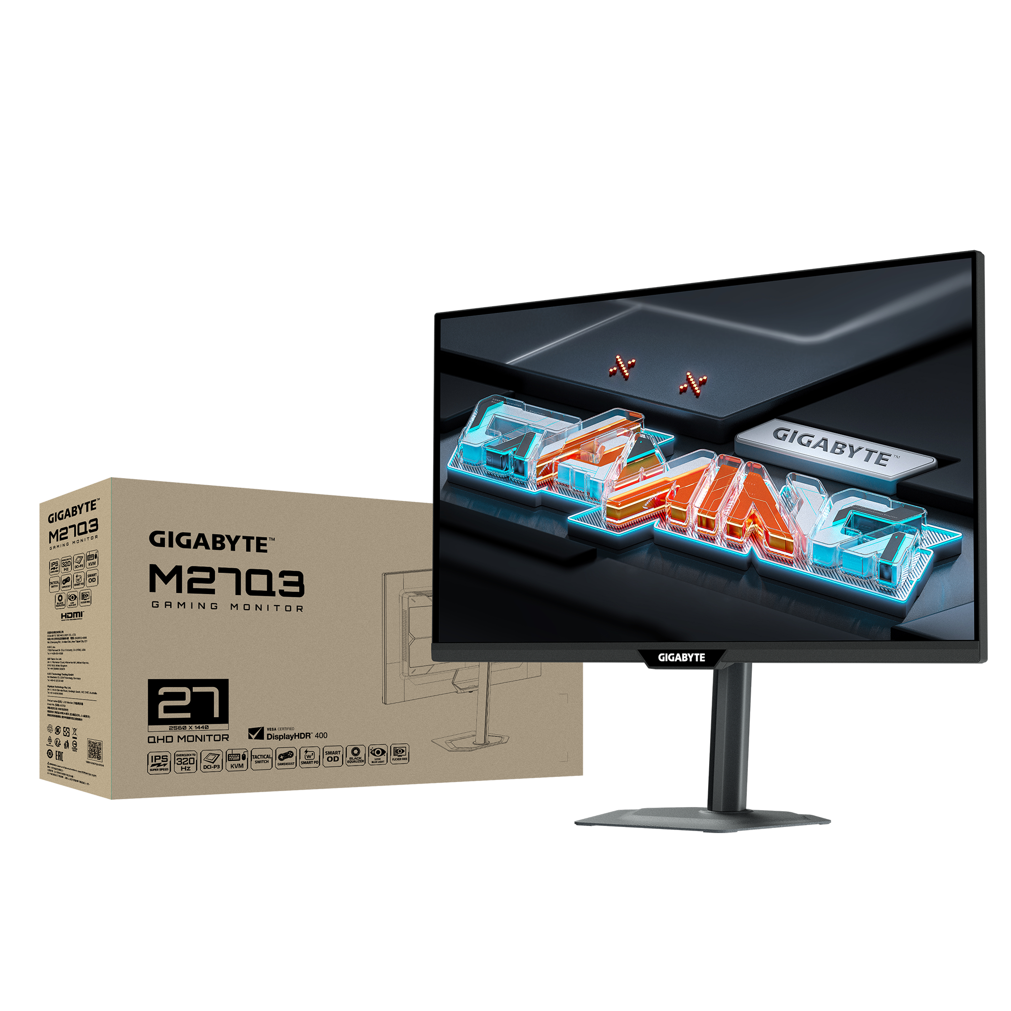 Геймърски монитор GIGABYTE M27Q3 - 27" SS IPS, QHD(2560 x 1440), 320Hz, 1ms, G-Sync Compatible 7