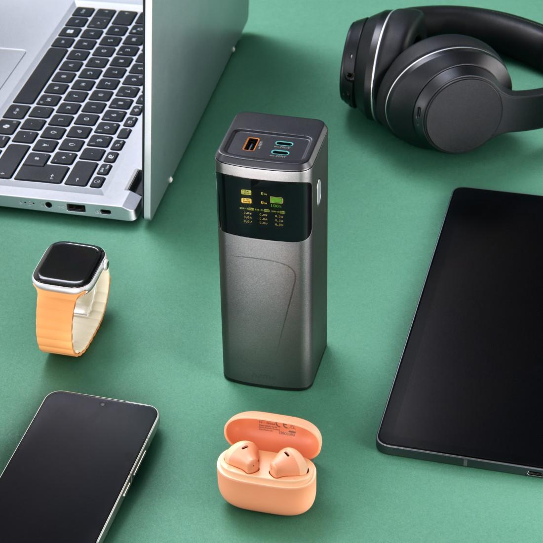 HAMA Външна батерия „High Power“, 200 W, 24000 mAh, 2x USB-C, USB-A, бързо зареждане 10