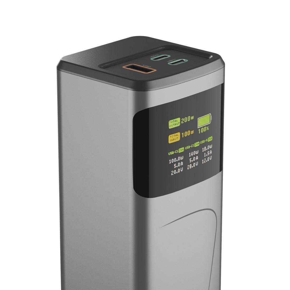 HAMA Външна батерия „High Power“, 200 W, 24000 mAh, 2x USB-C, USB-A, бързо зареждане 18