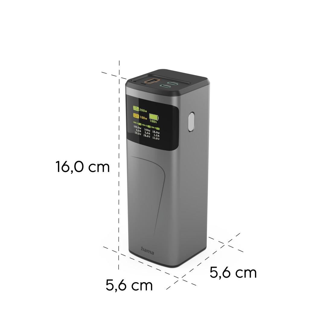 HAMA Външна батерия „High Power“, 200 W, 24000 mAh, 2x USB-C, USB-A, бързо зареждане 19