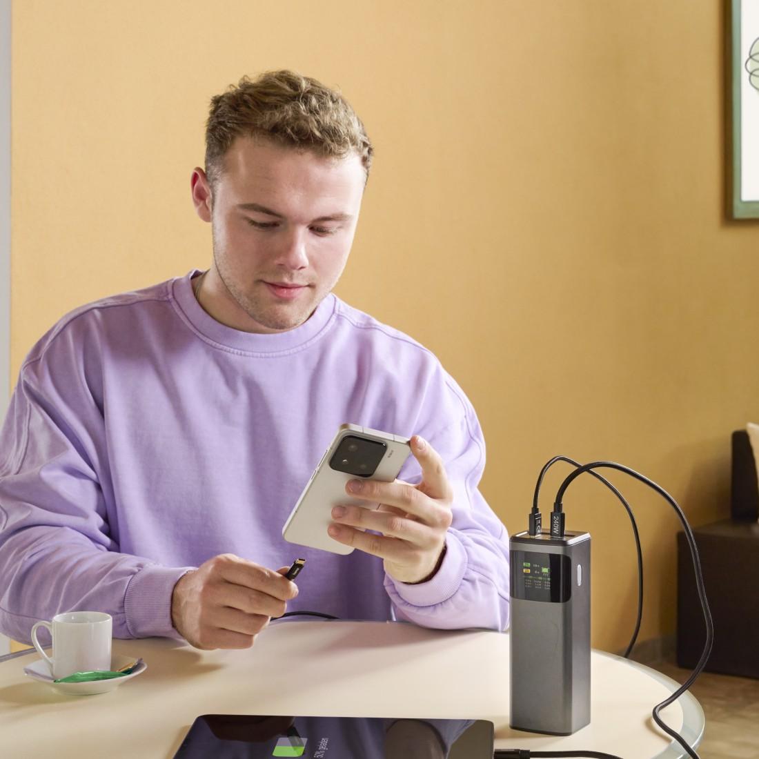 HAMA Външна батерия „High Power“, 200 W, 24000 mAh, 2x USB-C, USB-A, бързо зареждане 22