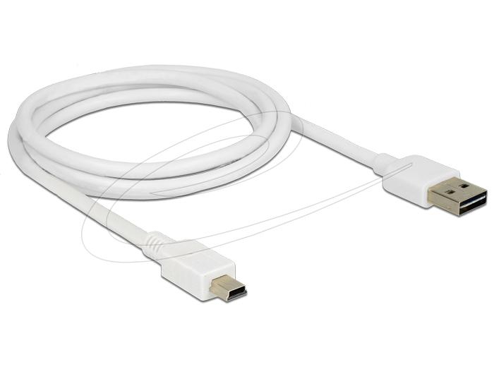 Кабел Delock EASY-USB-A 2.0 мъжко към USB Mini-B мъжко, 1m , бял 1
