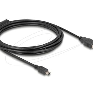 Кабел Delock USB 2.0 мъжко към mini-B USB 2.0 мъжко, двойно екраниран, трансфер до 480 Mb/s, 3.0м, Черен 1