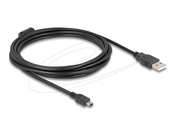 Кабел Delock USB 2.0 мъжко към mini-B USB 2.0 мъжко, двойно екраниран, трансфер до 480 Mb/s, 3.0м, Черен 1