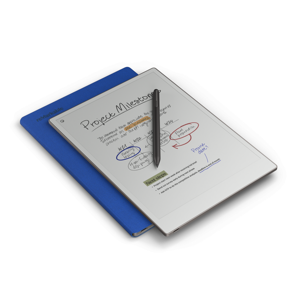 Калъф Book Folio Cobalt за ReMarkable Paper Pro, син 3