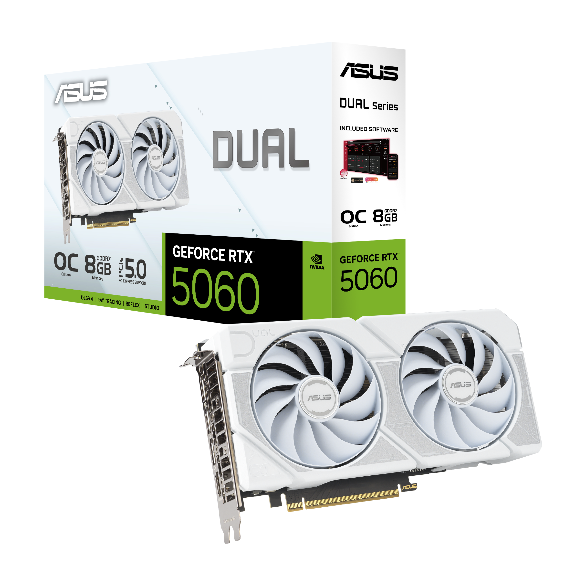 Видео карта ASUS DUAL RTX 5060 White Edition OC 8GB GDDR7 9