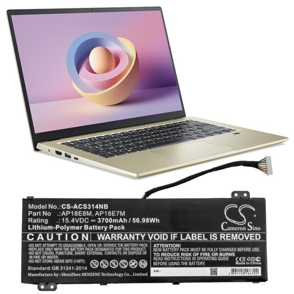Батерия за лаптоп ACER ASPIRE NITRO 5 AN517-51-57NL, Nitro 7 AN715-51-58X1, Predator Helios 300 AP18E7M LiPo 15,4V 3700mAh CAMERON SINO 1